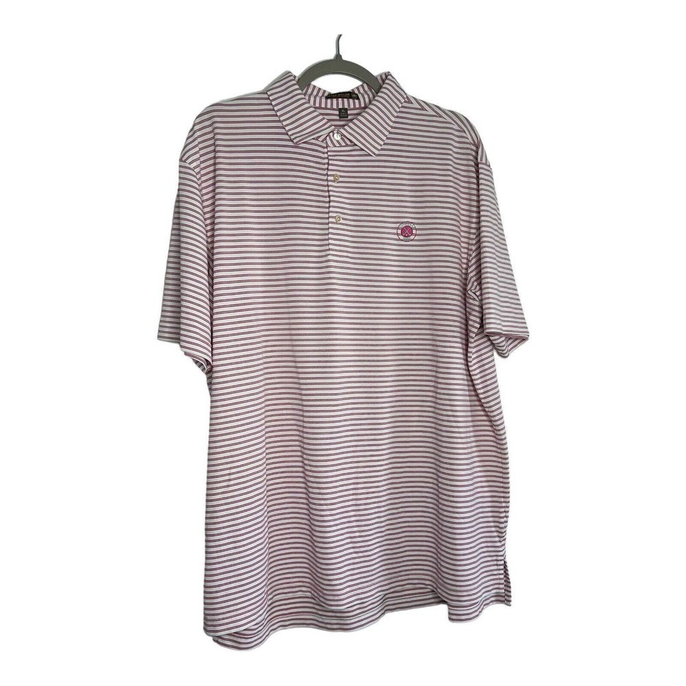 Peter Millar Summer Comfort Polo Shirt Striped Collared Size XL Golf Logo